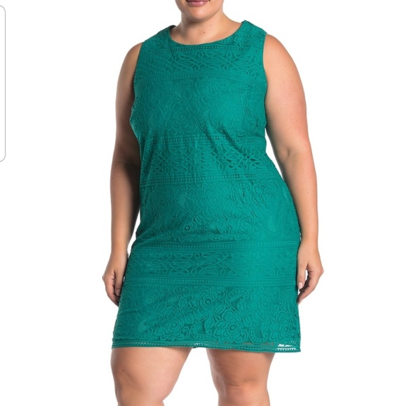 Eliza J Dresses & Skirts - Eliza J Green Sleeveless Lace Shift Dress size 16